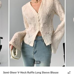 Commence Collective Ivory Ruffle V-Neck Blouse